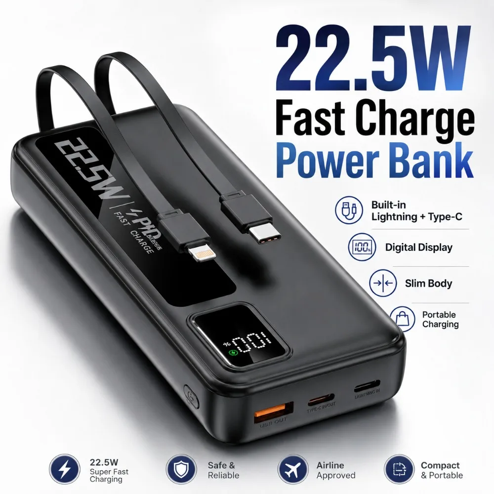 Portable 20000mAh Power Bank 22.5W Super