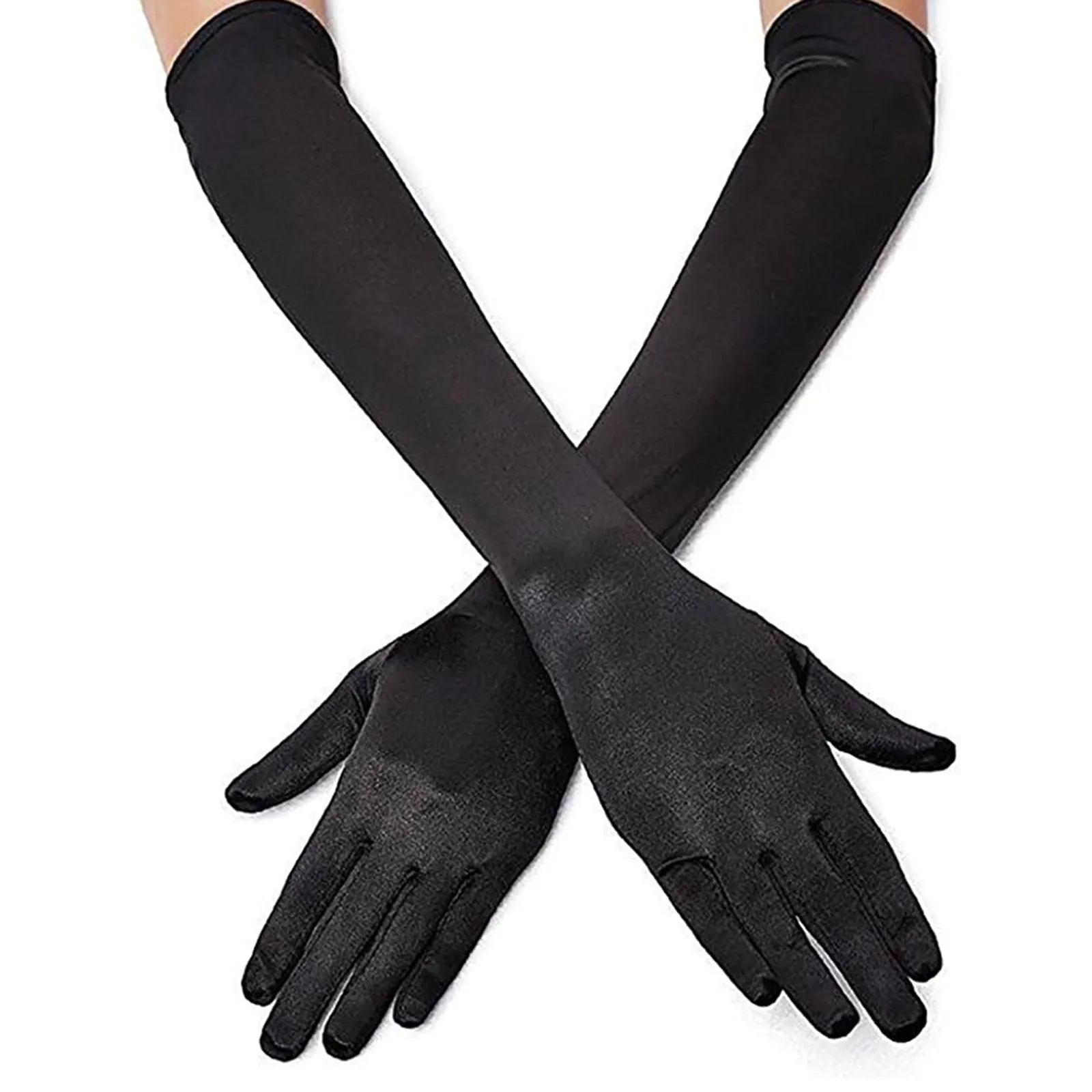 

1Pcs Women's Evening Party Formal Gloves Adult Black White Red Grey Opera/Elbow/Wrist Stretch Satin Finger Long Gloves Mittens