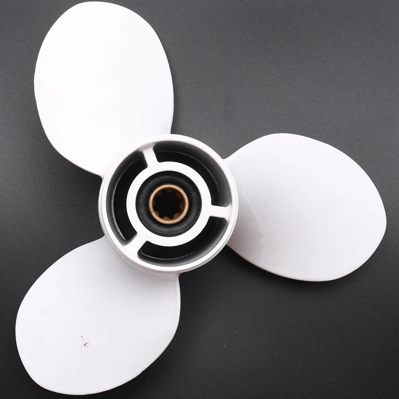 2X Ship Engine Outboard Propeller 3-Bladed Rotary Paddle 683-45941-00-El 9 1/4 X 12 For Yamaha 9.9-15Hp Aluminum White