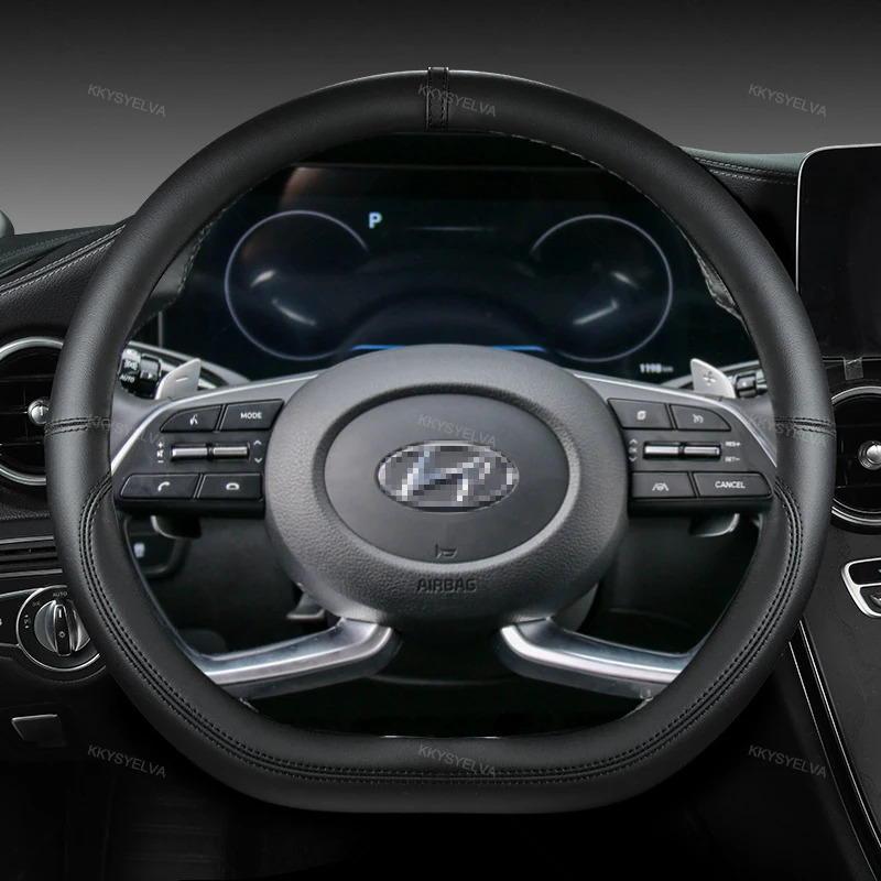 Microfiber Leather D Shape Car Steering Wheel Cover For Hyundai Creta II 2021 2022 Auto Accessories