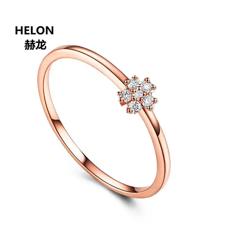 

Solid 14k Rose Gold Natural Diamonds Women Ring Flower Trendy Engagement Wedding Ring Anniversary Party Jewelry