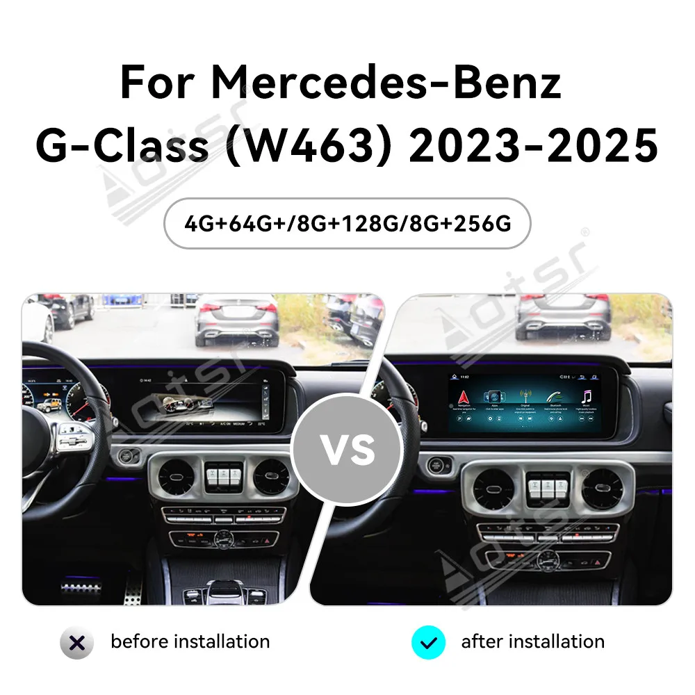 

Dual 12.3 Inch Left rudder Screen Car Stereo Radio For Mercedes-Benz G-Class W463 2023-2025 Multimedia Player GPS Navigation