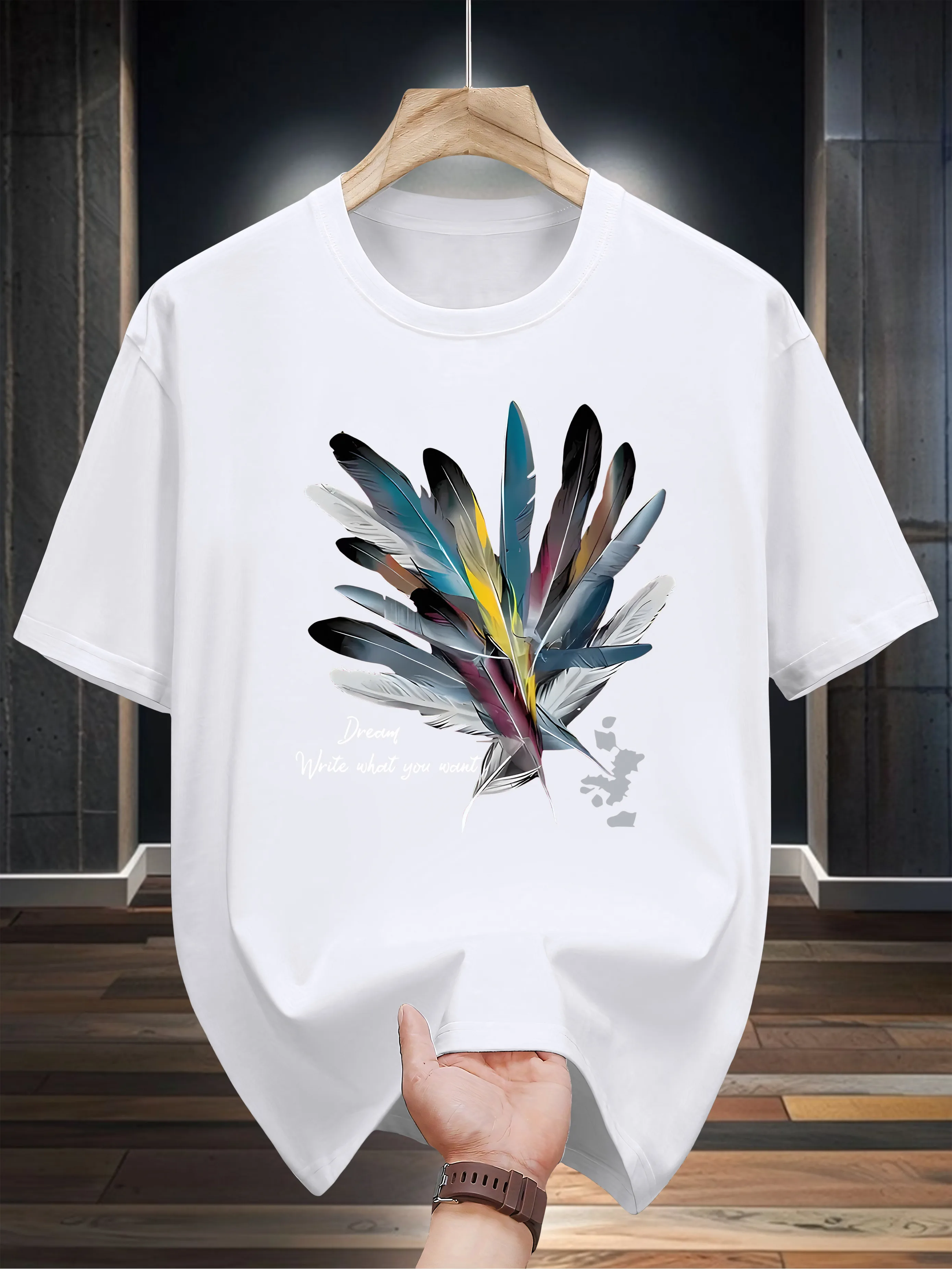 Heavy duty pure cotton high street fashion creative pattern printed casual round neck short sleeved T-shirt