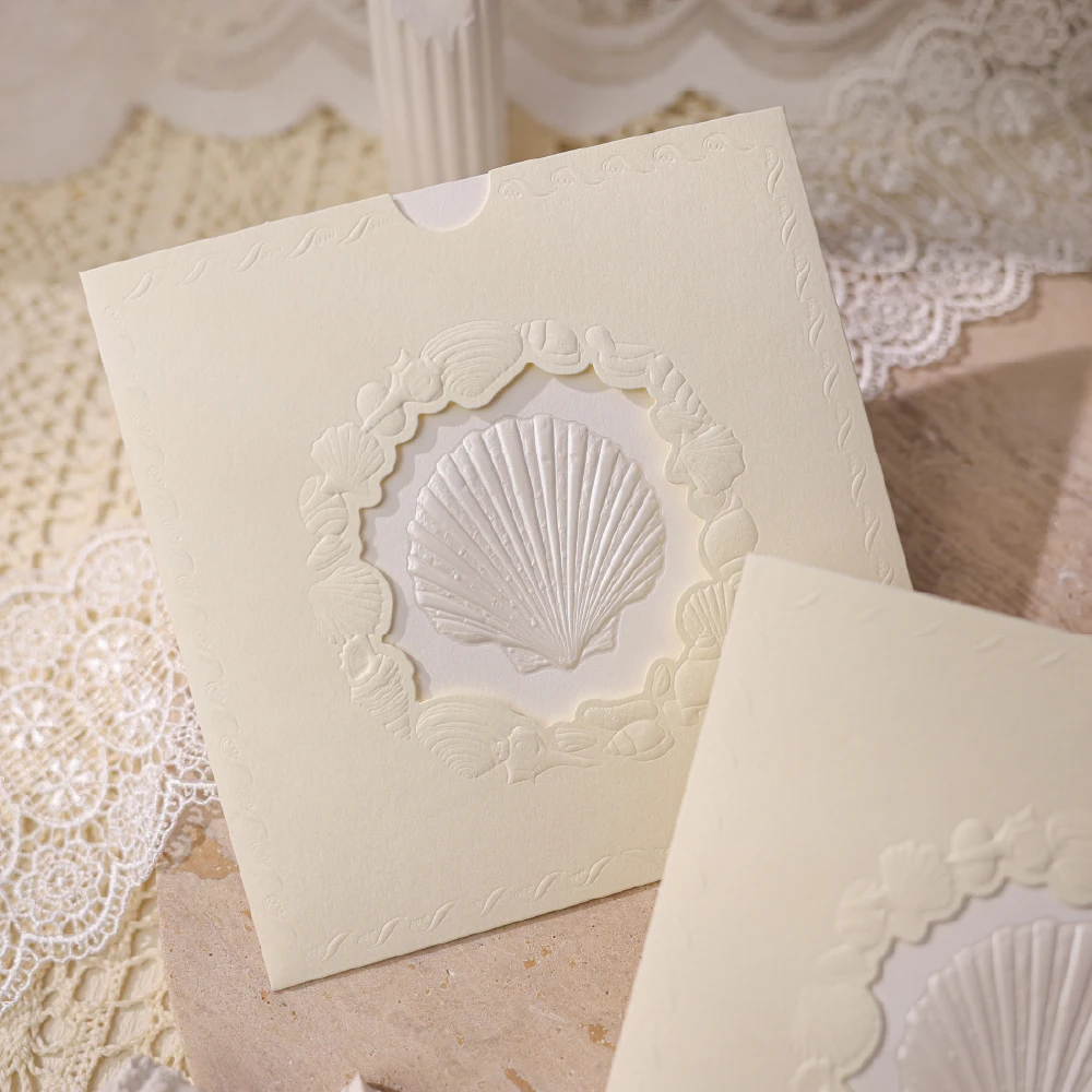 

Greeting Cards Invitations Cards Gift Cards Birthday Wishes Love Confessions French-Style “Shell Love” Embossed Hot-Stamped