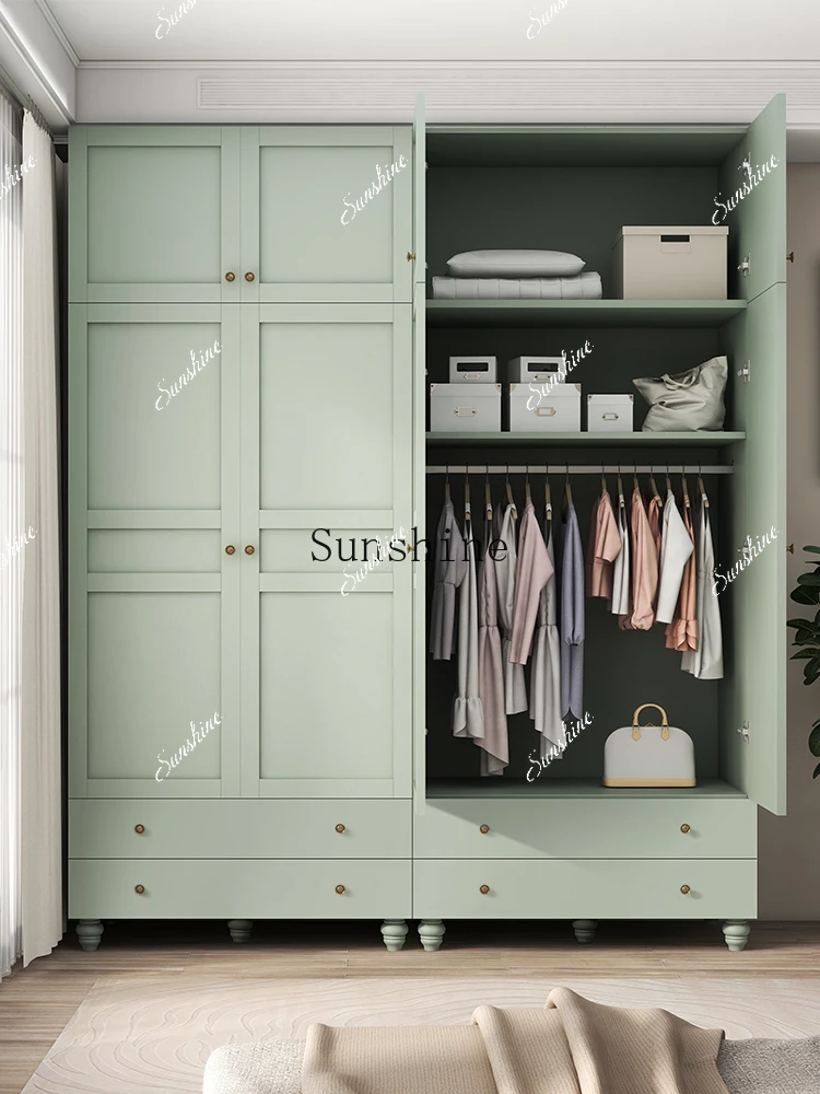 

Green simple solid color large wardrobe small apartment bedroom two doors clothing cabinet assembly FT