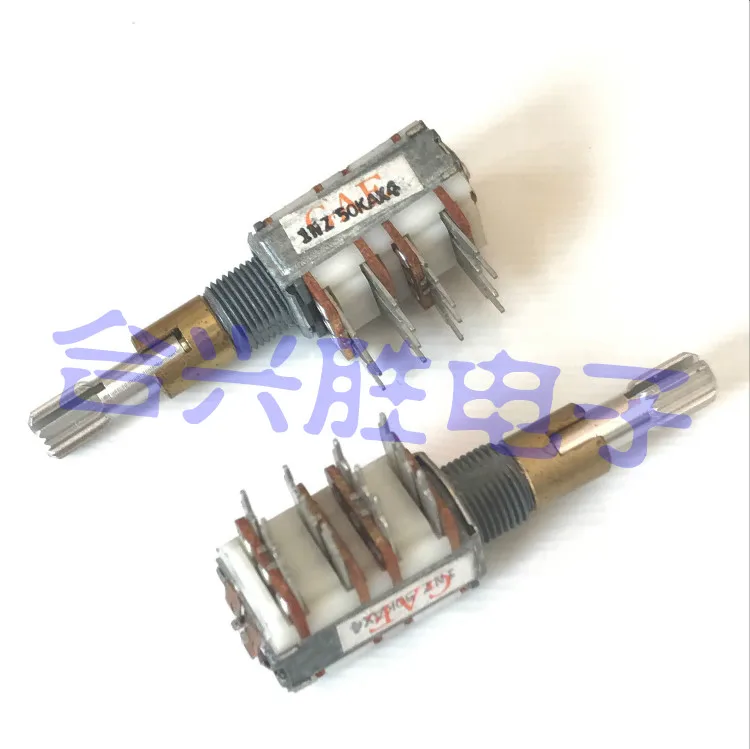 1 Piece Dual Shaft Double Adjustment 4 Link Precision Potentiometer A50K With Midpoint Power Amplifier Audio Potentiometer