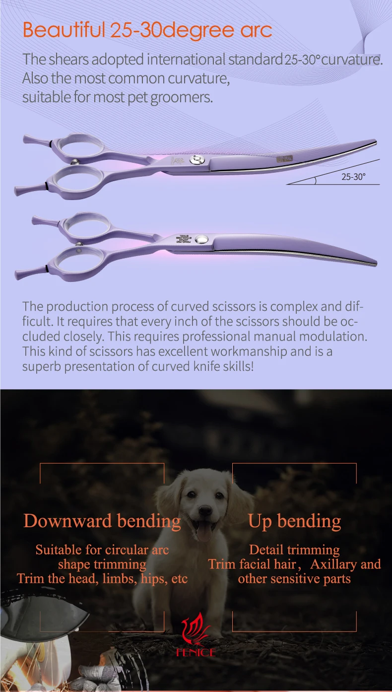 Fenice Professionelle JP440C Bunte 6.25 & 7,0 Zoll Gebogene Pflege Schere Pet Trimmen Schere für Hunde Katzen – Detail 13