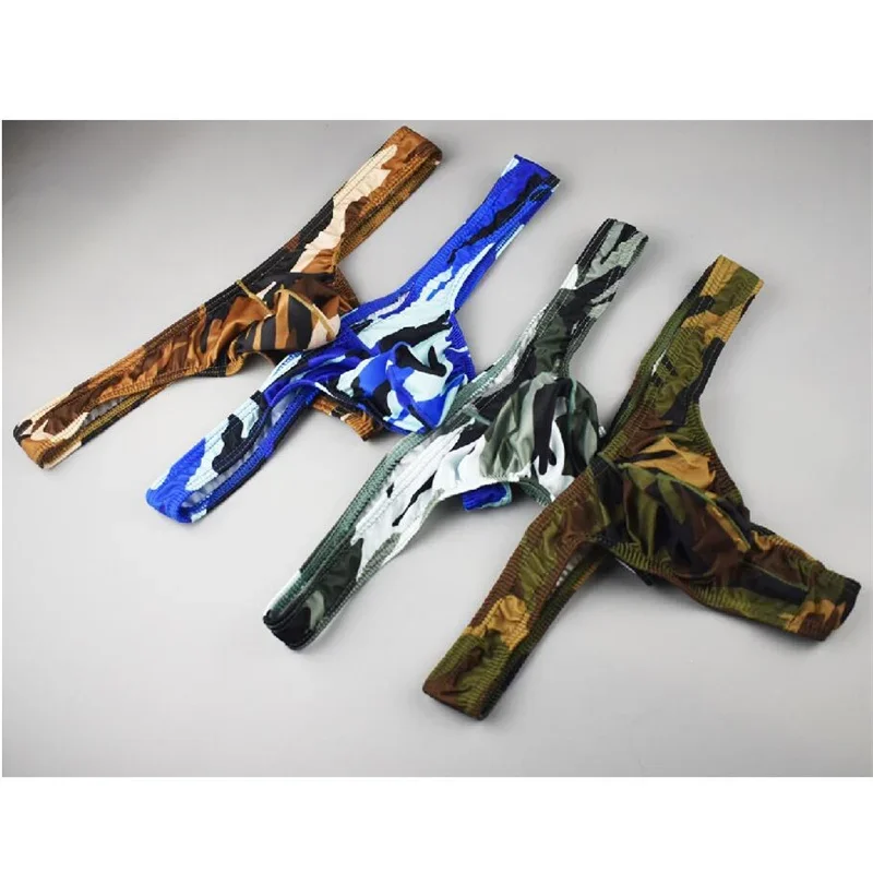 Sexy Men thong Gay underwear Penis Pouch Jockstrap Camouflage Nylon Male panties Jocks Bikini G-strings