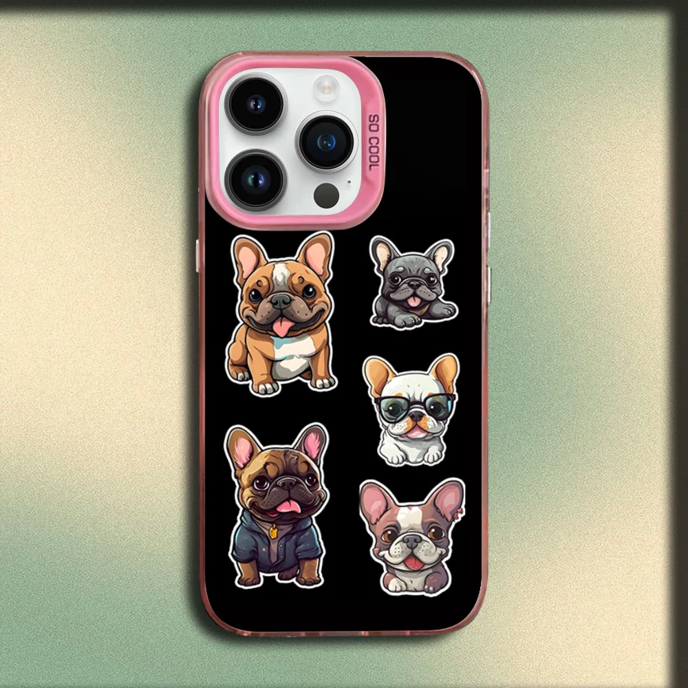 الفرنسية البلدغ الكلب الحيوانات الأليفة حالة الهاتف آيفون 16,15,14,13,12,11,Mini,Pro,MAX الوردي ماتي غطاء سيليكون #4