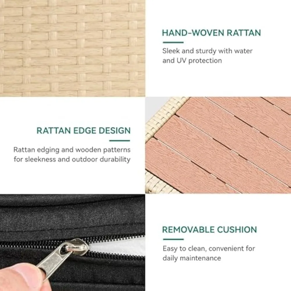 Patio Wicker L-Shaped Furniture Set, All-Weather Rattan Outdoor Conversation Sofa Set for Backyard Deck with Soft Cushions