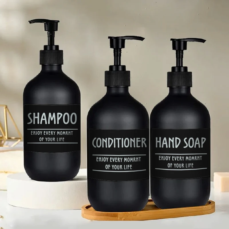 2/3PCS 500ml Soap Dispenser 6/12 Labels Stickers for Lotion Shampoo Shower Gel Bottle Press Type Refillable Container Bathroom