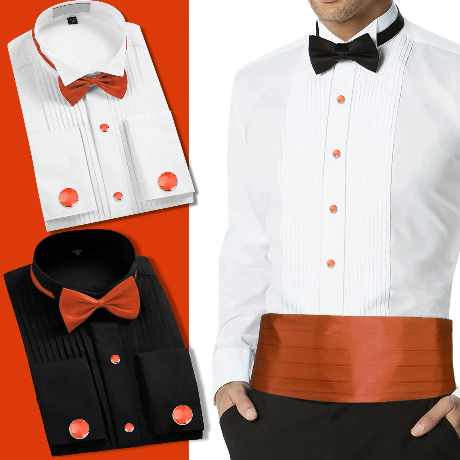 Hawson Cufflinks and Tuxedo Studs for Men, Dress Shirt Suit Jacket Vest Bow tie Fashion Accessories, Gift for Men or DAD
