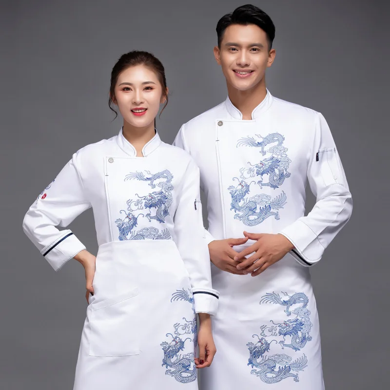 Chef Overalls Long Sleeve Men's and Women's Autumn and Winter Clothing Hotel Restaurant Dining Kitchen Pastry Baking Cake Maker