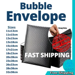 黒ポリバブルメーラー10個化粧セロハン防水パッド入り無料polymailerフリー無料封筒バッグ