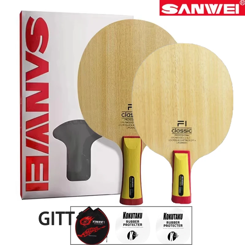 

SANWEI Classic Arylate Carbon F1C Лезвие для настольного тенниса 5 Дерево 2, карбоновое наружное шаровое весло для пинг-понга для офиса и петлевого привода