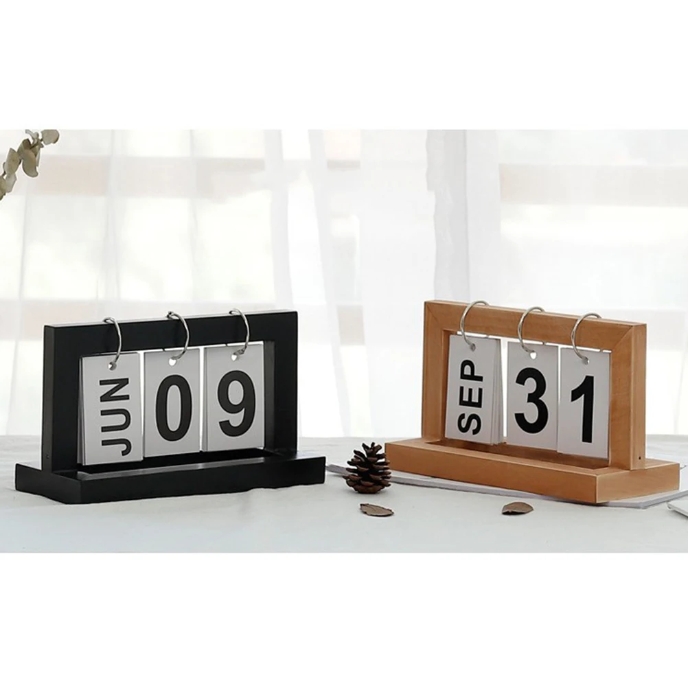 

Desk Calendar Ornaments Nordic Style Wooden Household Study Home Decor Bamboo Crafts Minimalist