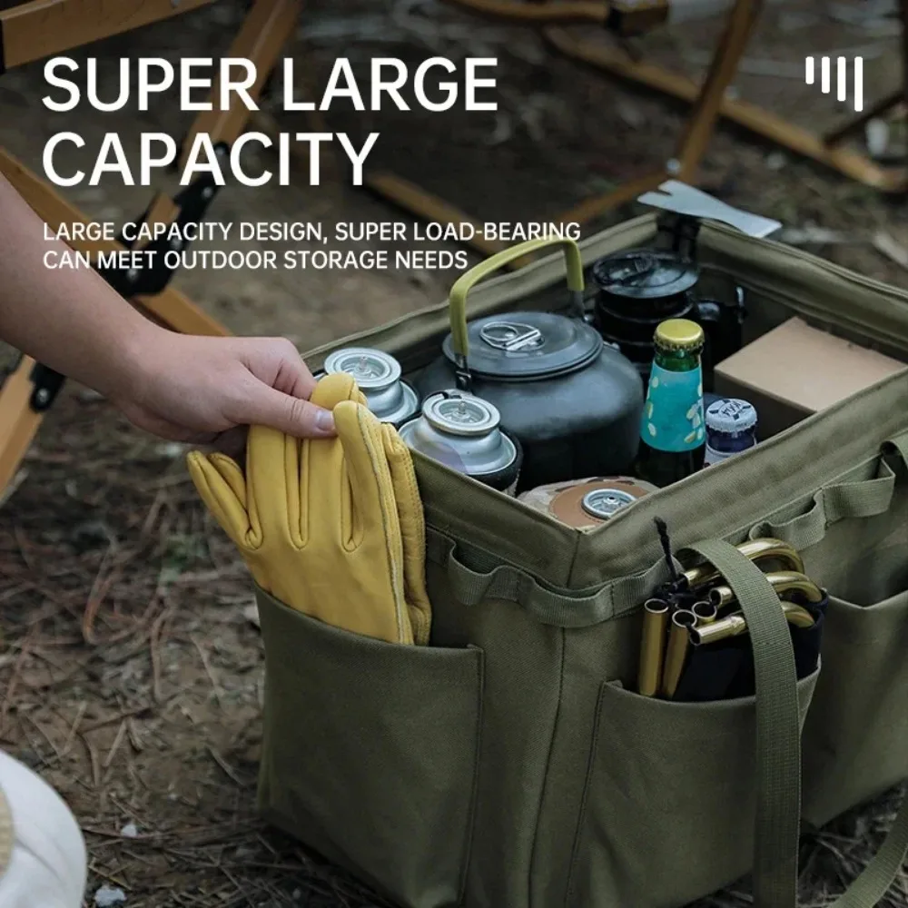 Outdoor Foldable Tool Bag Multi-function Storage Bag Large-capacity Camping Picnic Bag Storage Box with Ceiling Light Bracket