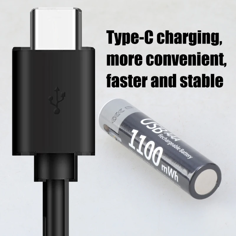 2 قطعة USB C 1100mWh LR3 بطارية قابلة للشحن بطاريات LR3 1.5 فولت لجهاز التحكم عن بعد #5