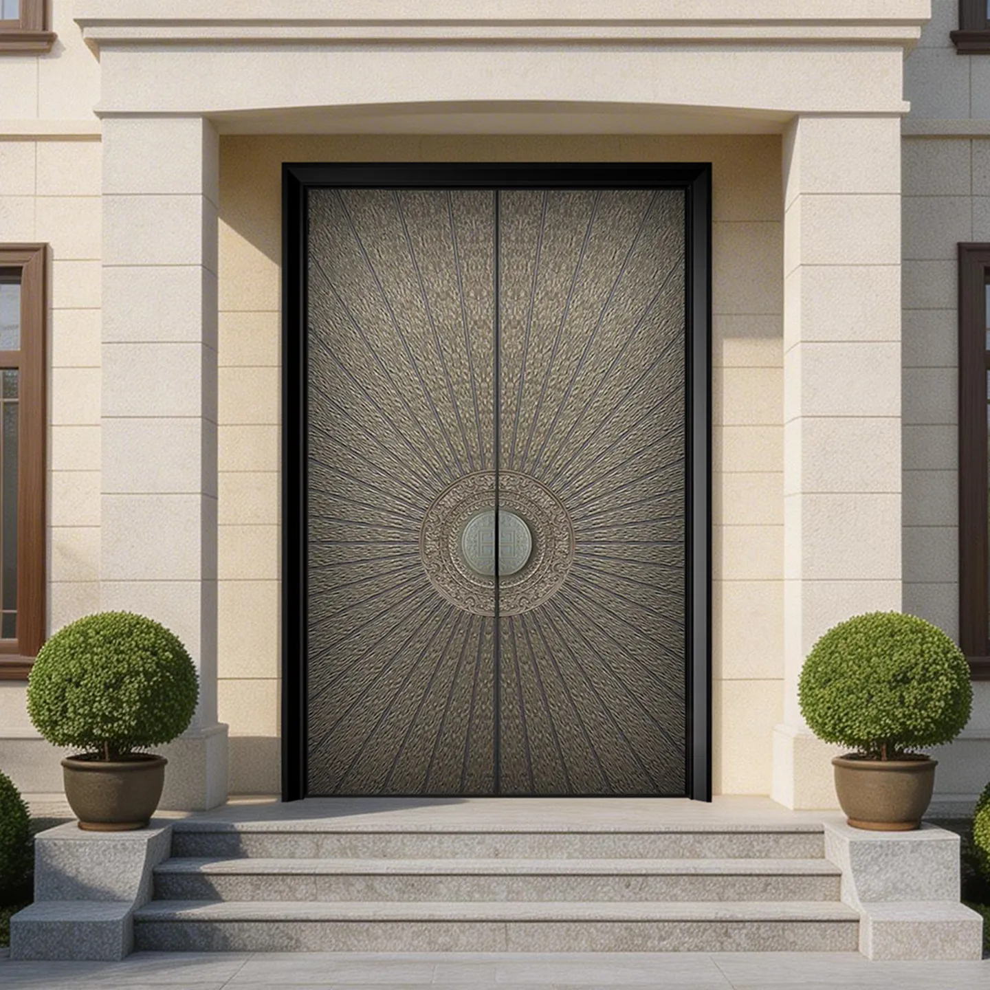 double-opening door, cast aluminum counter-opening door, zinc alloy anti-theft door for rural self-built houses, modern wind