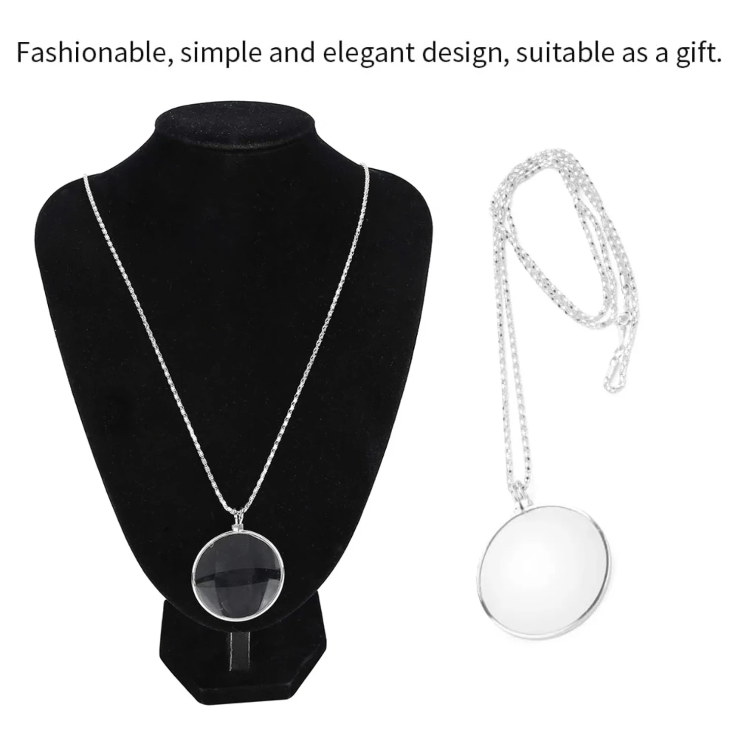 Portable Pocket Magnifying Glass Pendant Necklace 5X Magnification Alloy  Mini Magnifiers  Gift Reading Coin Jewelry