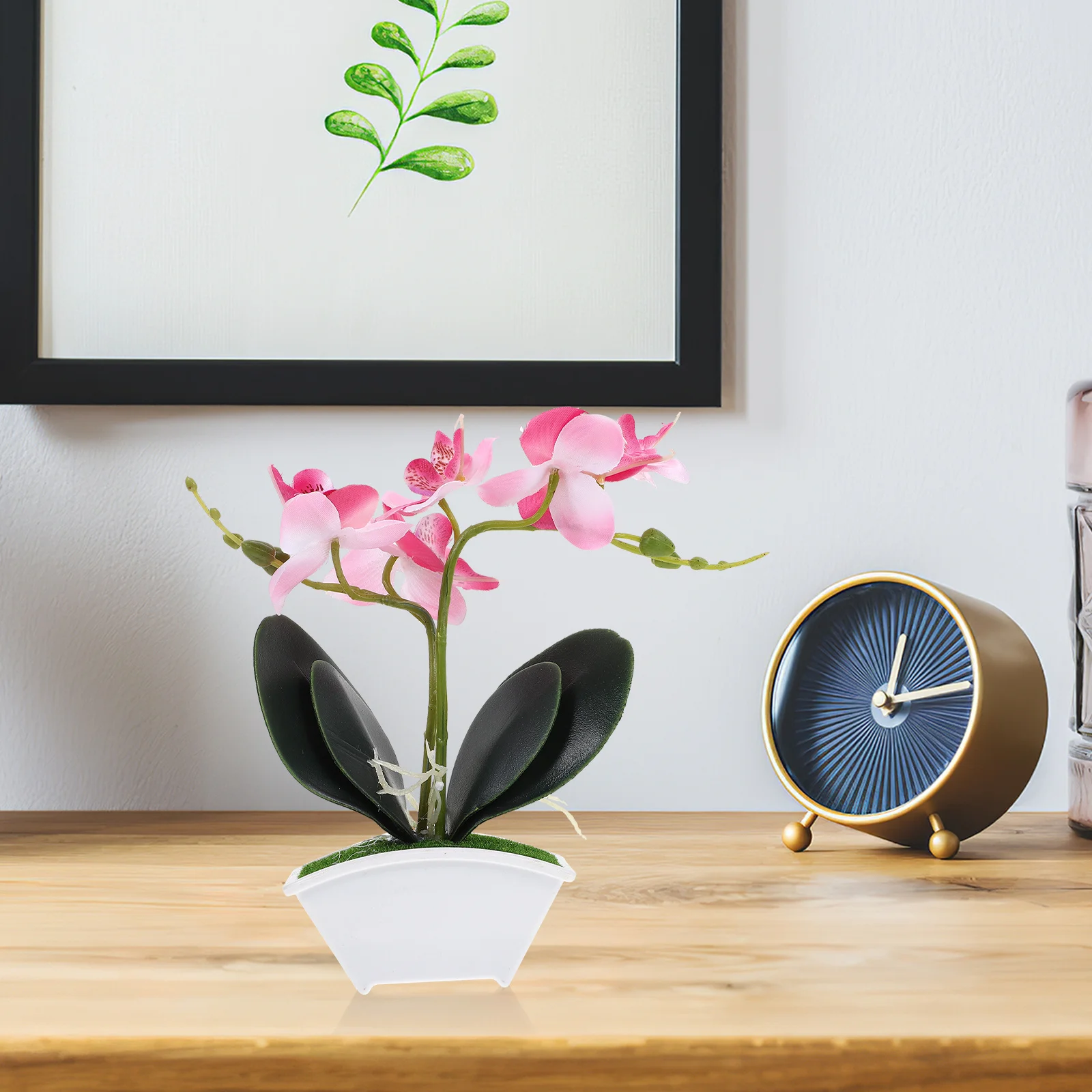 

Mini Artificial Orchid Potted Plant Simulation Fake Bonsai For Bathroom Kitchen Decor Table Centerpiece Spring Home Faux Plants