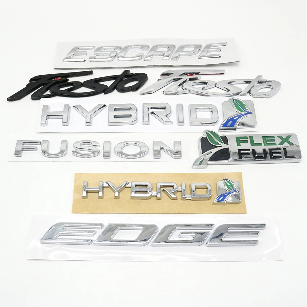 Logotipo del maletero trasero, emblema, letra, placa de identificación, pegatina para Mondeo Escape Fiesta Focus Fusion Edge Taurus Escort Hybrid Flex Fuel