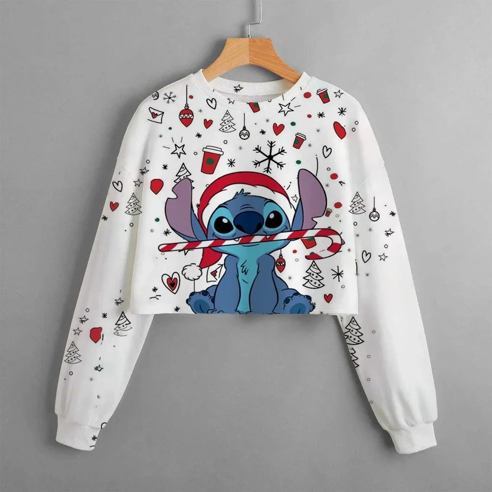 Kids Christmas New Kids Clothes Cartoon Disney Stitch Print Cute Birthday Party Costumes Girls Street Sports Hoodie Girls Tops