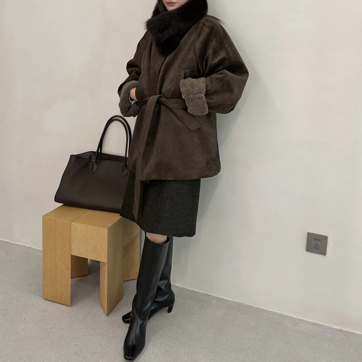 KWTX Women’s 2025 New Solid Cotton MidLength Belted Thickened Winter Coat StandCollar Designer Chic Casual Elegant Warm