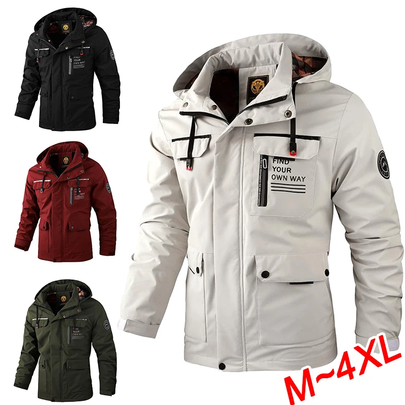 

Fashion men's casual windproof hooded jacket Men's waterproof outdoor soft shell winter jacket Clothing warm zipper jacket