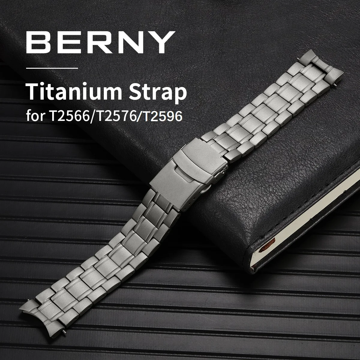 BERNY T2566M T2576M T2596M Horloge Volledige Titanium Band Horloges Band 20mm Breedte Vervanging Bands