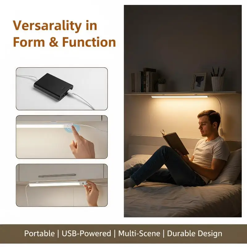 LED Multifunctional Light Tube 3 Light Colors 9 Level Dimming Light Bar Light Strip Night Light For Cabinet Shelf Desk