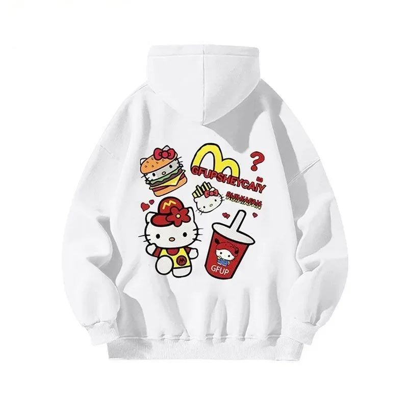 

Woman Sanrio Hello Kitty Hoodies Men Cartoon Cute Lolita Hoodie Anime Printed Pullovers Loose Y2k Harajuku Hooded Sweatshirt