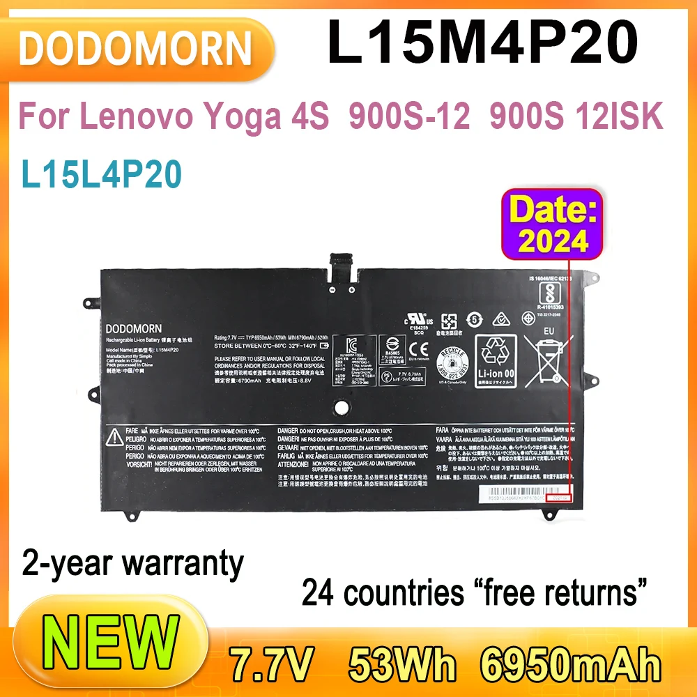 New L15M4P20 Laptop Battery For Lenovo Yoga 4S 900S-12/12ISK 80ML 6Y54 6Y75 L15L4P20 80ML000LAU 80ML001WGE 80ML001XGE 80ML001YGE