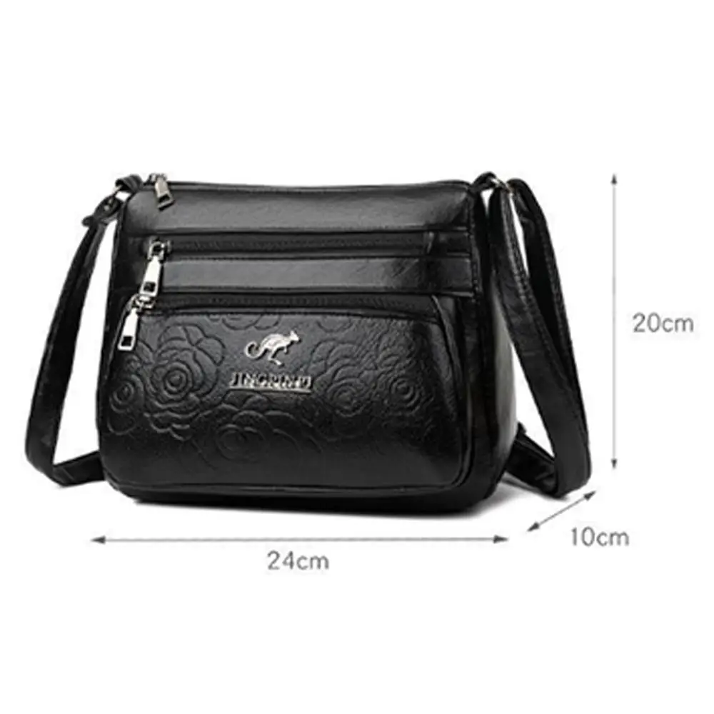 Elegante PU-Leder Einkaufstasche Schwarz Mehrschichtige Tasche für Mütter Mittleren Alters Große Kapazität Tragetasche für Damen – Detail 1