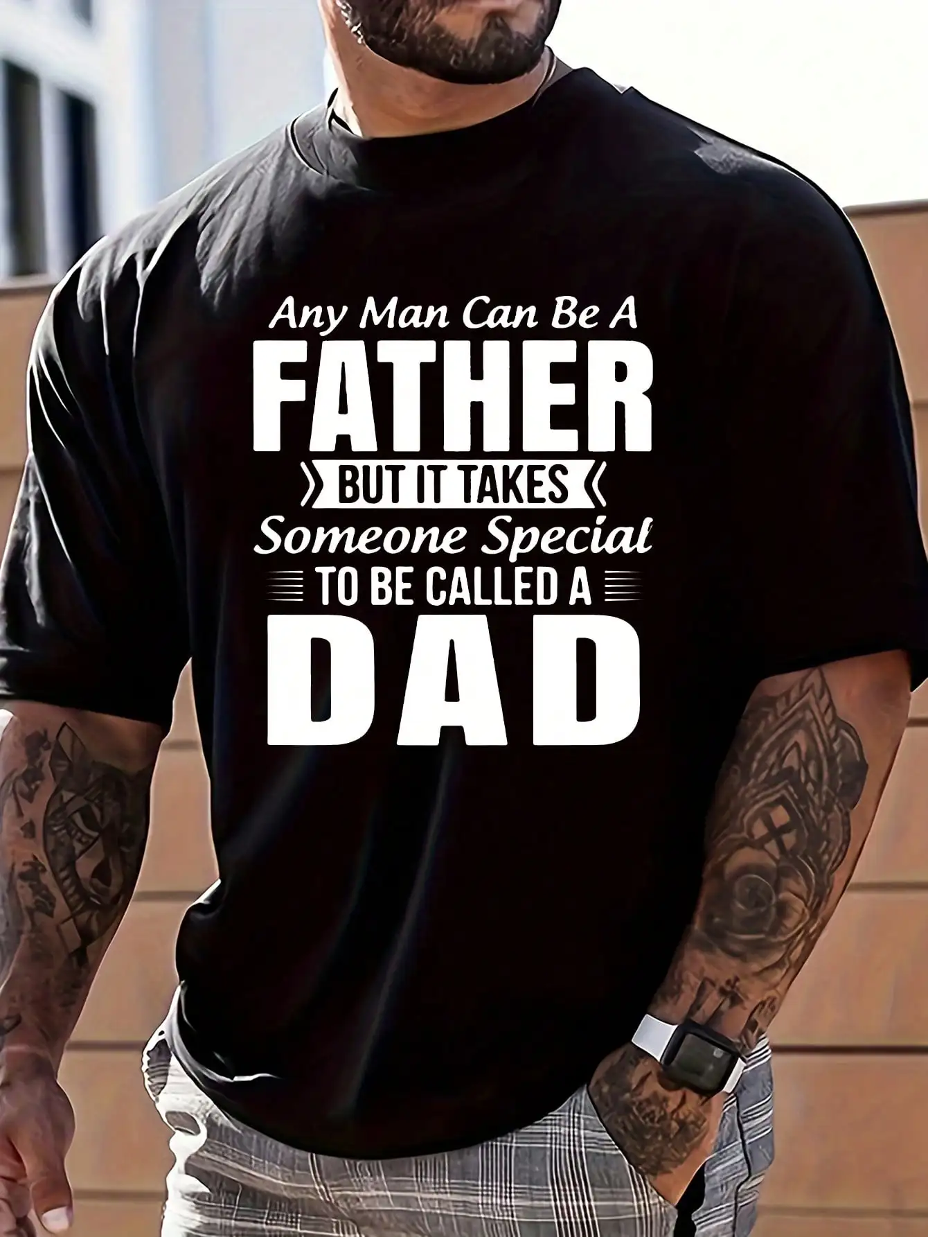 Herren Casual Slogan Print Rundhals Kurzarm T-Shirt Sommer