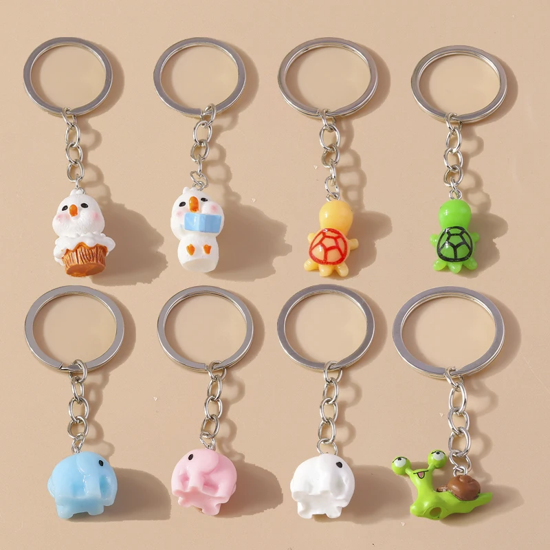 

Cute Cartoon Resin Elephant Keychain Animal Tortoise Key Ring Pendants for Car Key Holder Handbag Decor DIY Kid's Jewelry Gifts