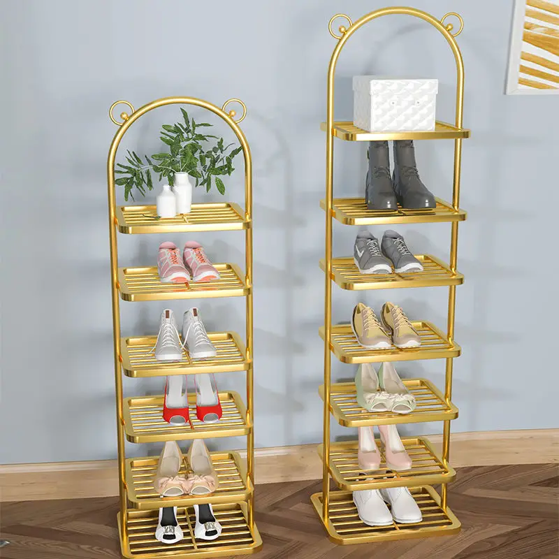 Shoe Rack Simple Slipper Rack Entrance Door Multi-level Iron Shoe Rack Dormitory Super Narrow Shoe Cabinet Living Room Furniture