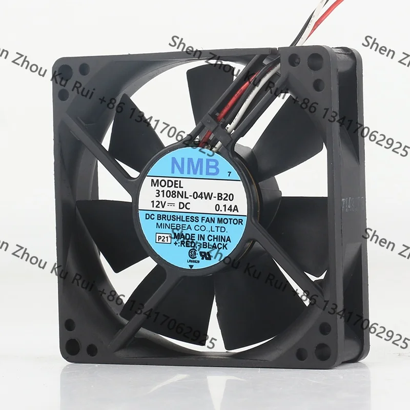 Original cooling fan NMB 3108NL-04W-B20 12V 0.14A 8CM 8020 three-wire silent double ball bearing chassis fan