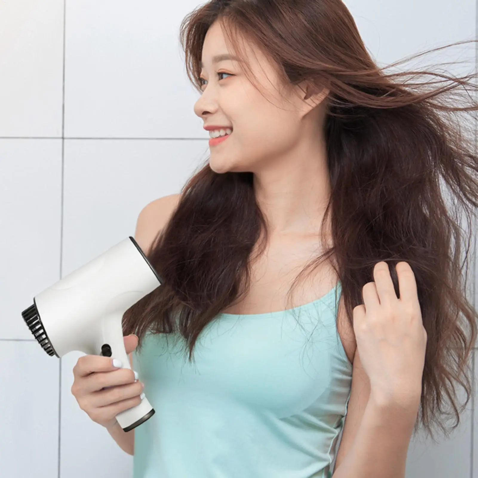 Cordless Portable Hair Dryer 500W, 2 Speed Hot & Cold Wind Blower, Low Noise Rechargeable for Travel, Home, Dorm & Women Men