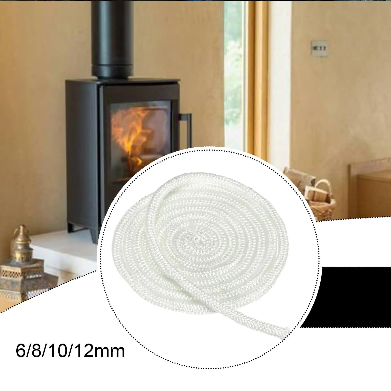 

Уплотнительная веревка из стекловолокна для дверцы печи, режущаяся, термостойкая, для дровяных печей