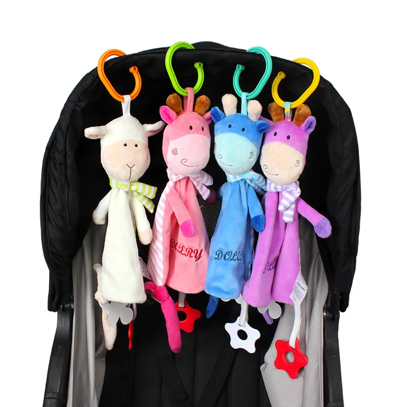 Miękkie pluszowe grzechotki dla niemowląt z gryzakami do wózka, fotelika samochodowego, łóżeczka - wiszące zabawki edukacyjne dla niemowląt, prezenty dla noworodków