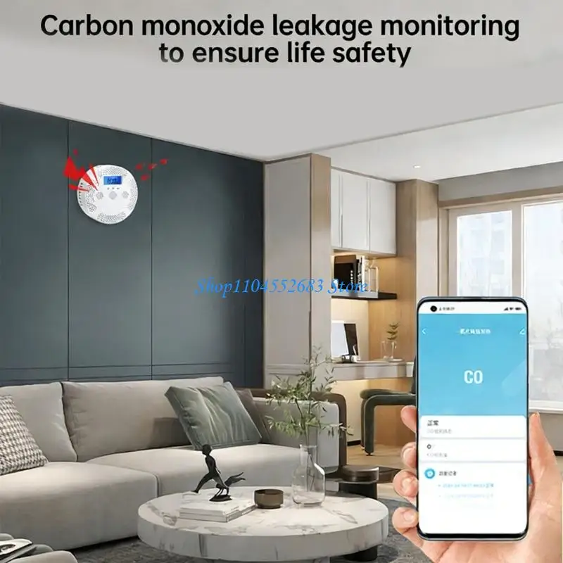 Y6GD WiFi Enabled Carbon Monoxide Alarm with Monitoring High Decibels Sound Alerts & Visual Strobing for Safety