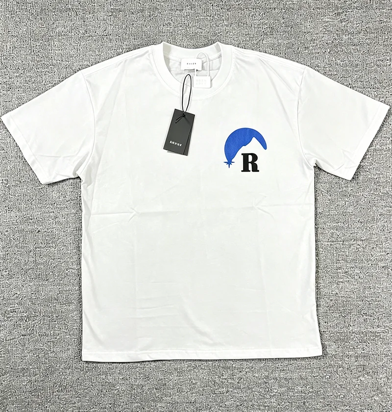 Fashion New RHUDE Mountain Moon Graphic Men's T-Shirt Black Crew Neck Casual Short Sleeve Top