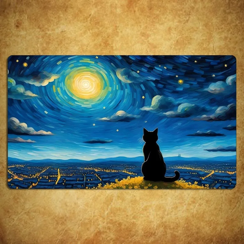 

Star Cat Gaming Mouse Pad, for TCG and CCG - Durable, non-slip, easy to clean, with star and cat design, playmat desk mat