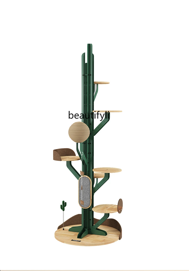 

DIY Cactus Large Cat Climbing Frame Household Cat Nest Tree Integrated Scratch Board Solid Wood Minimalistic Cat Climber