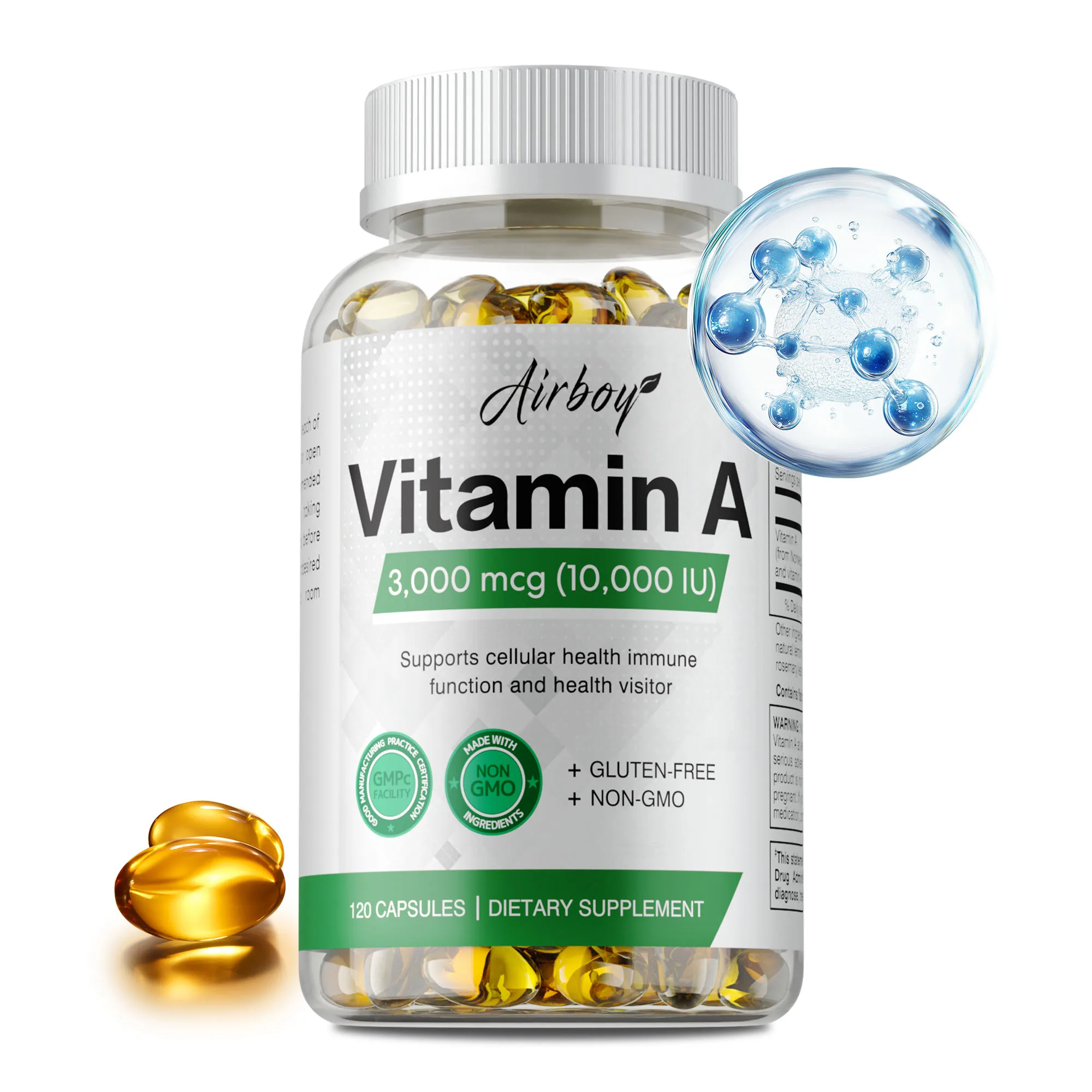 

Vitamin A - Antioxidant, Supports Healthy Skin & Eyes, Improve Eyes Clarity, Resist Fatigue, Promote Growth and Development