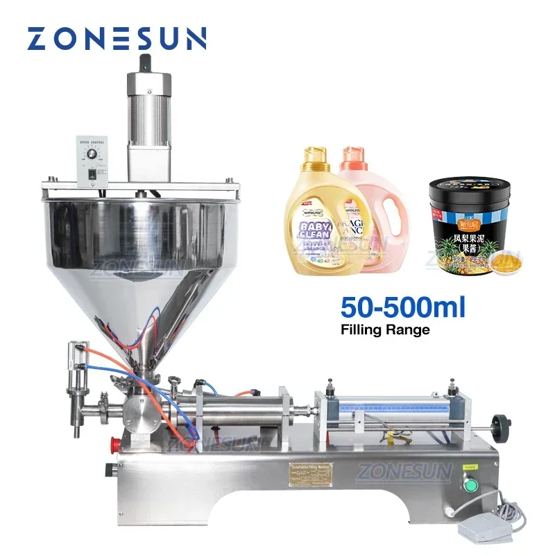 ZONESUN-máquina de llenado de mezcla antiséptica para manos, Material viscoso, gel de Alcohol, equipo de embalaje de alimentos, relleno de botellas de 200ml