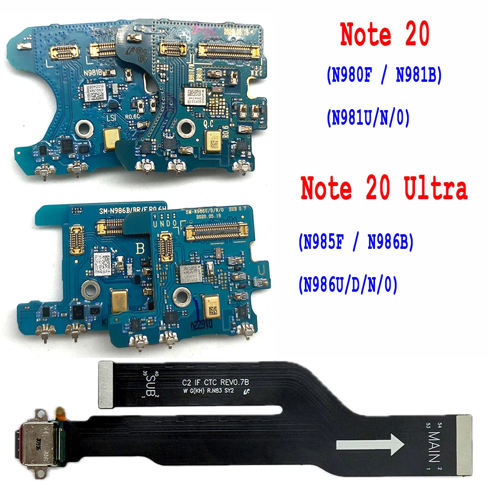 Microphone Board flex Cable Mic Connector USB Charge Board Replacement For Samsung Note 20 N981U N981B 20 Ultra 5G N986U N986B