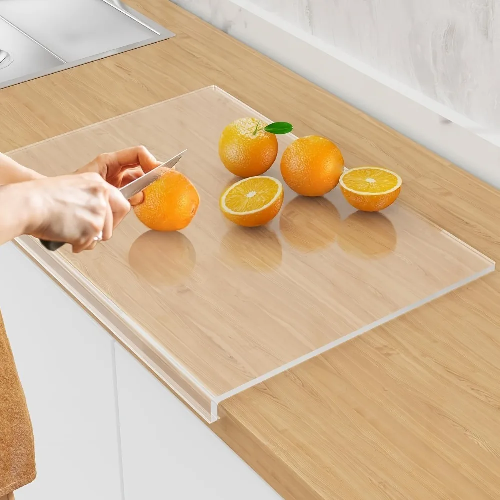 

Anti-slip Acrylic Cutting Board with Lip Kitchen Gadget Anti-Slip Cutting Board Thickness Easy-Clean Transparent Cutting Board