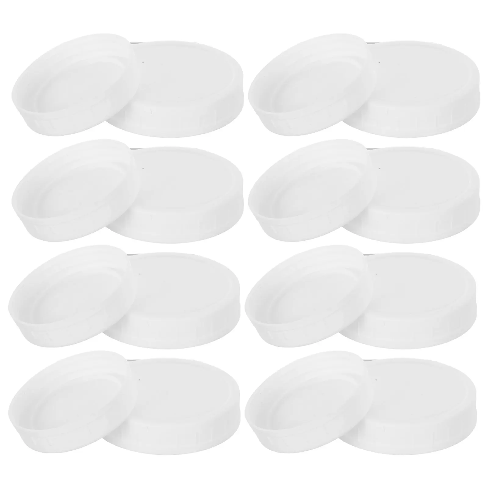 16Pcs Jar Sealing Lids Plastic White Leakproof Covers Silicone Airtight Caps for Wide Mouth Regular Jars Food Storage